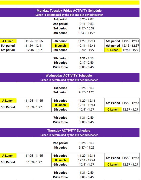 activity schedule