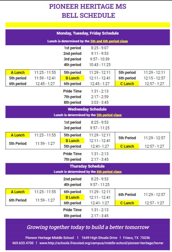 bell schedule