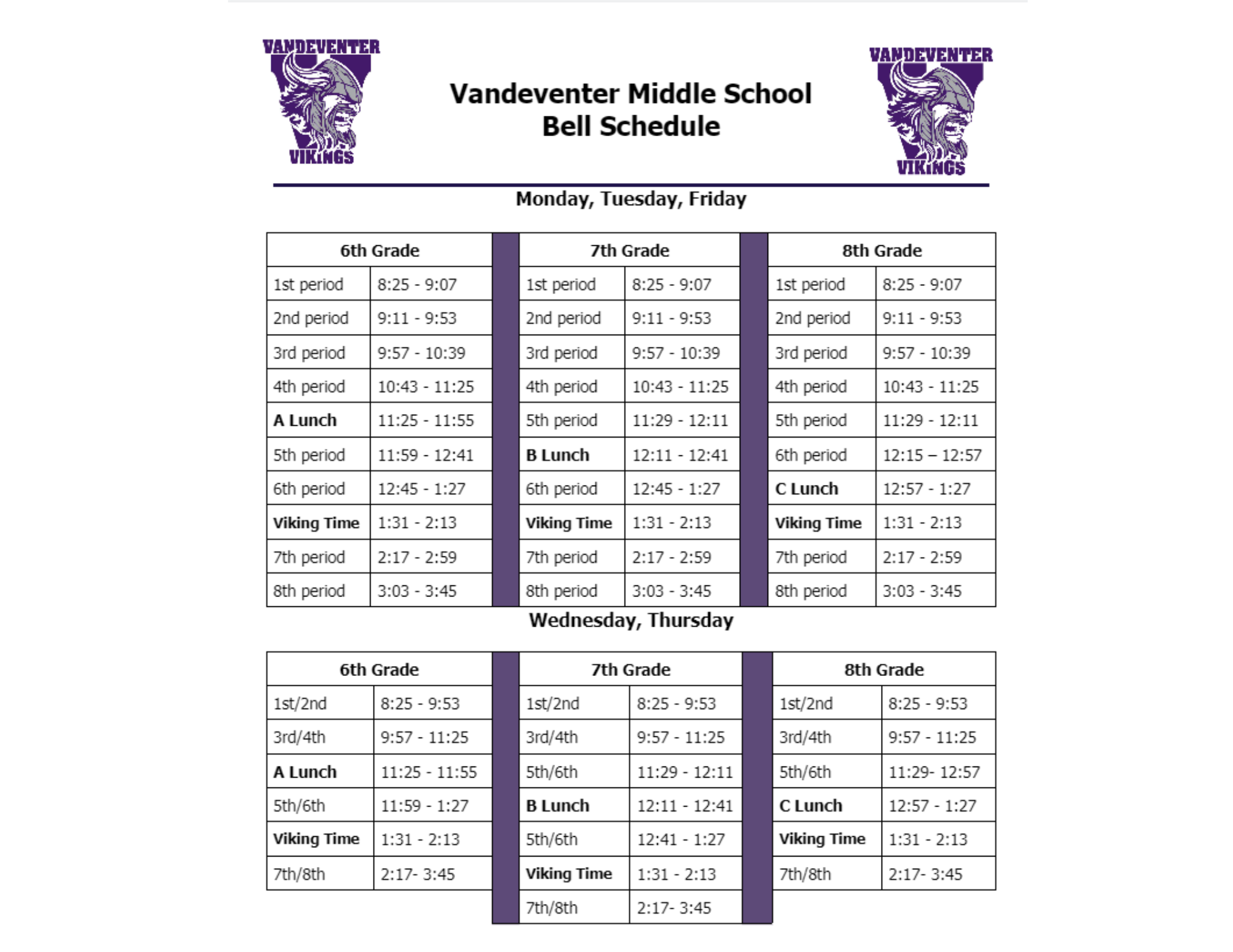 VMS Bell Schedule